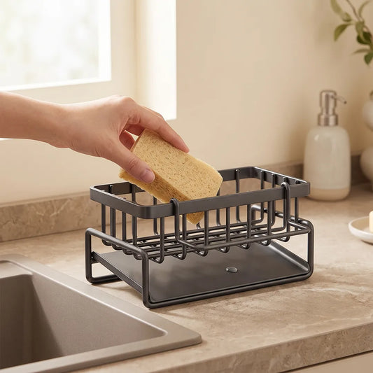 Kitchen Sink Caddy with Sponge Holder & Towel Rail