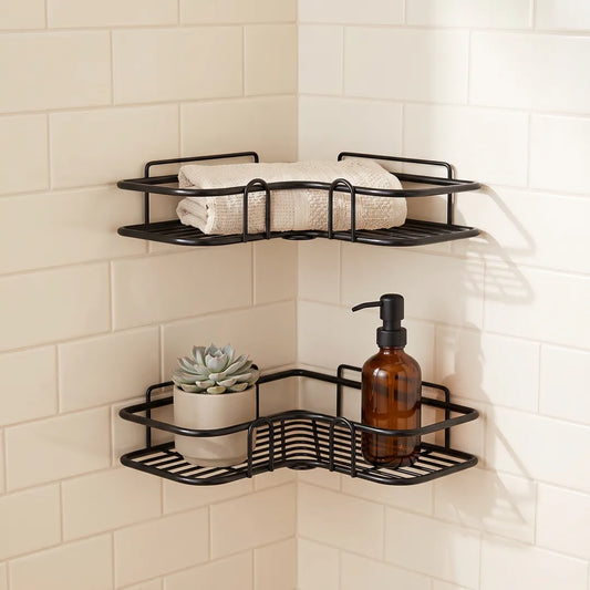 Double Layer Bathroom Corner Shelf with Strong Adhesive