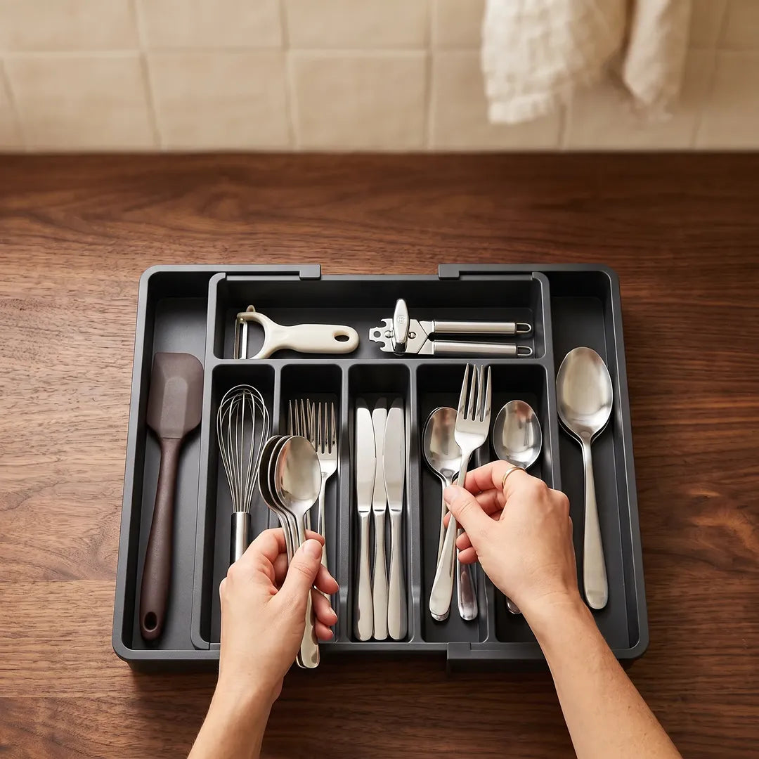 Expandable Kitchen Drawer Organiser with 8 Compartments