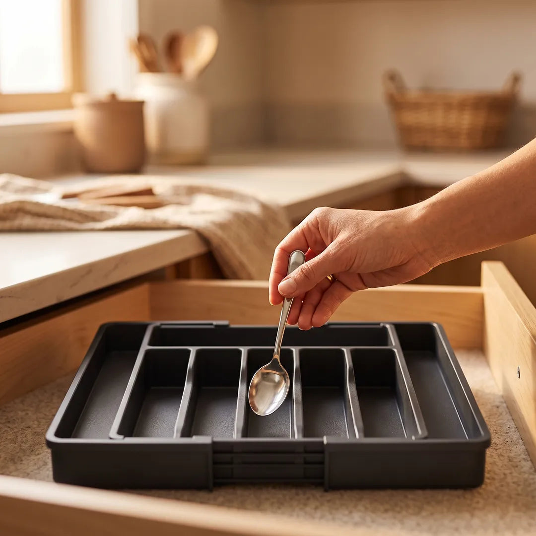 Expandable Kitchen Drawer Organiser with 8 Compartments