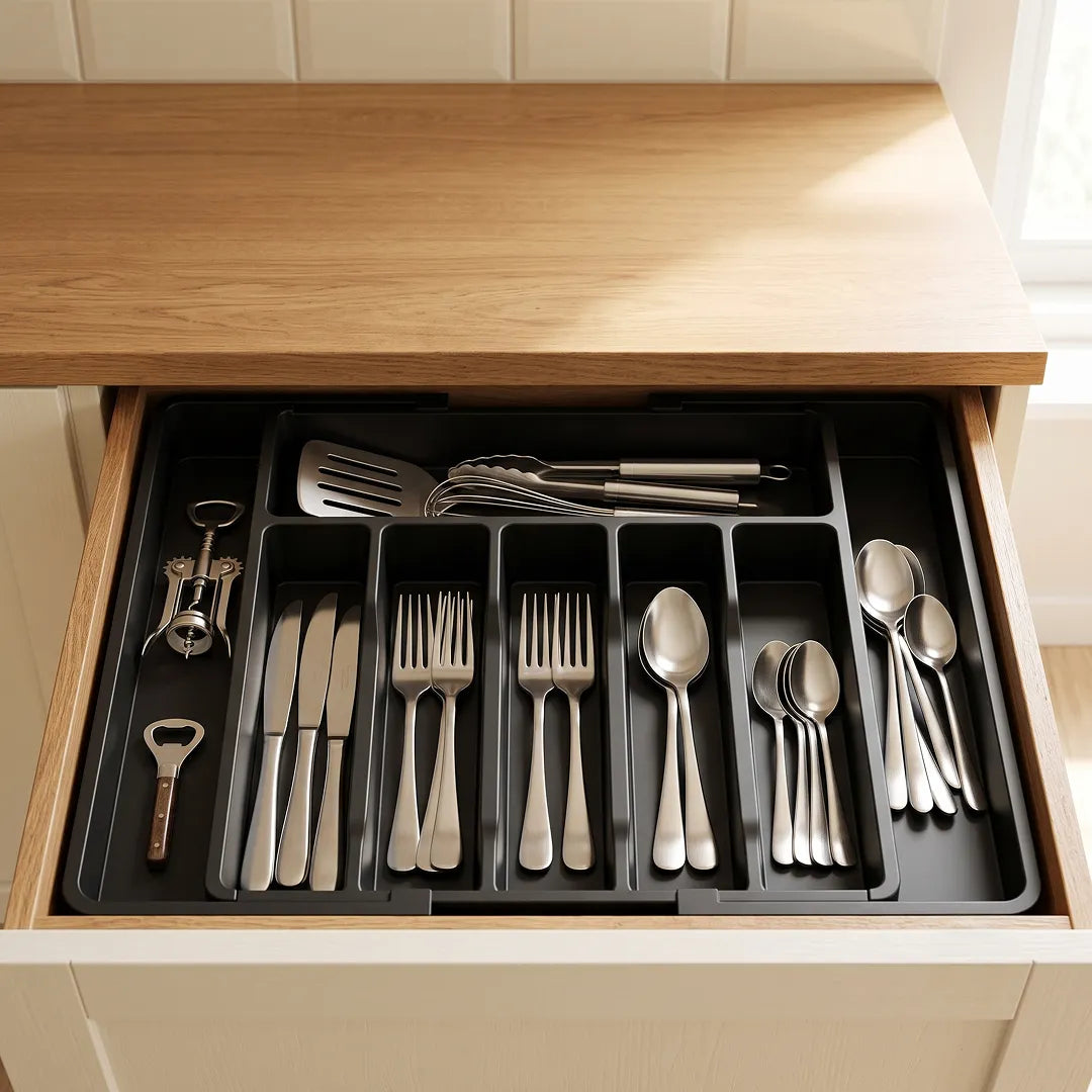 Expandable Kitchen Drawer Organiser with 8 Compartments