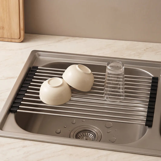 Foldable Roll-Up Dish Drying Rack for Kitchen Sink