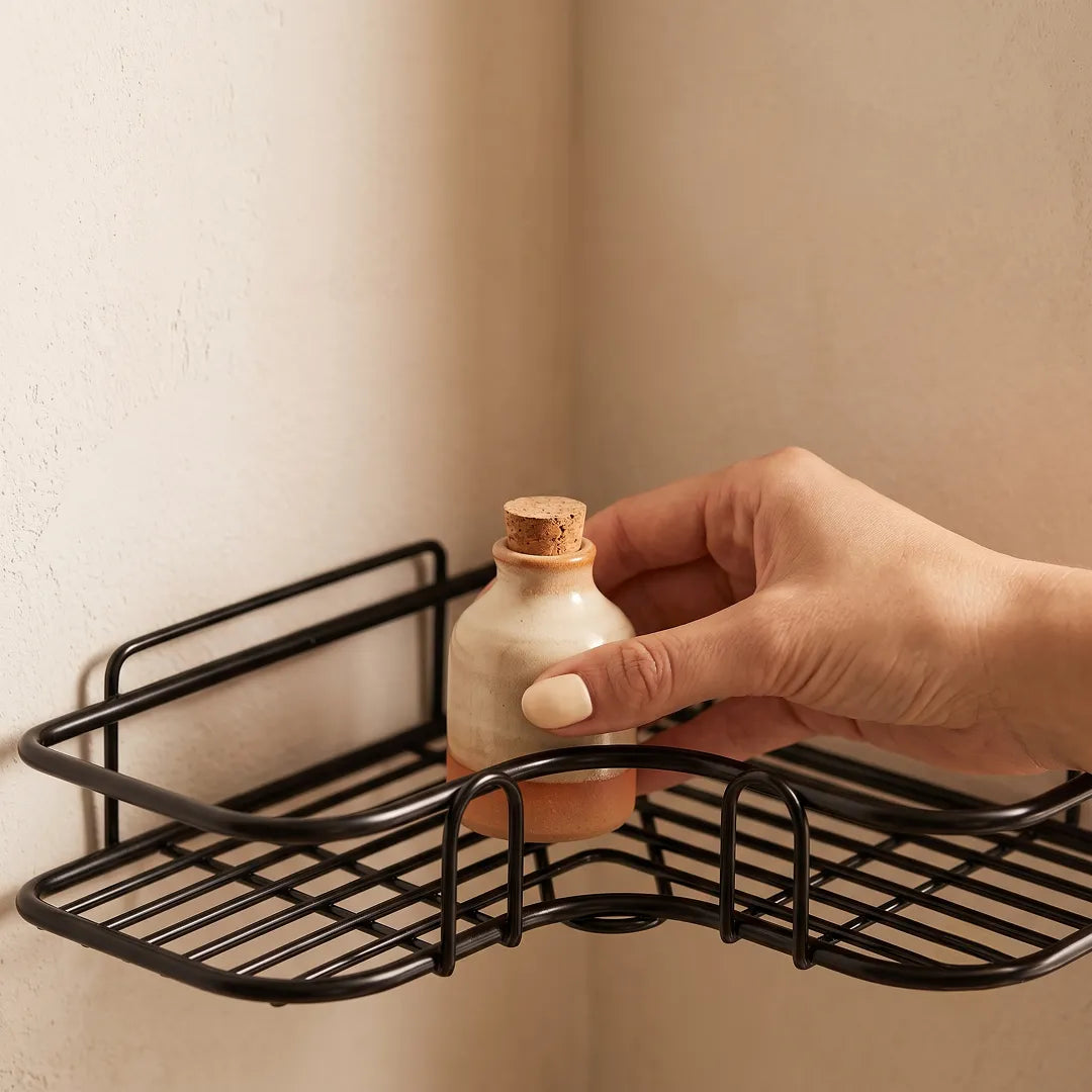 Double Layer Bathroom Corner Shelf with Strong Adhesive