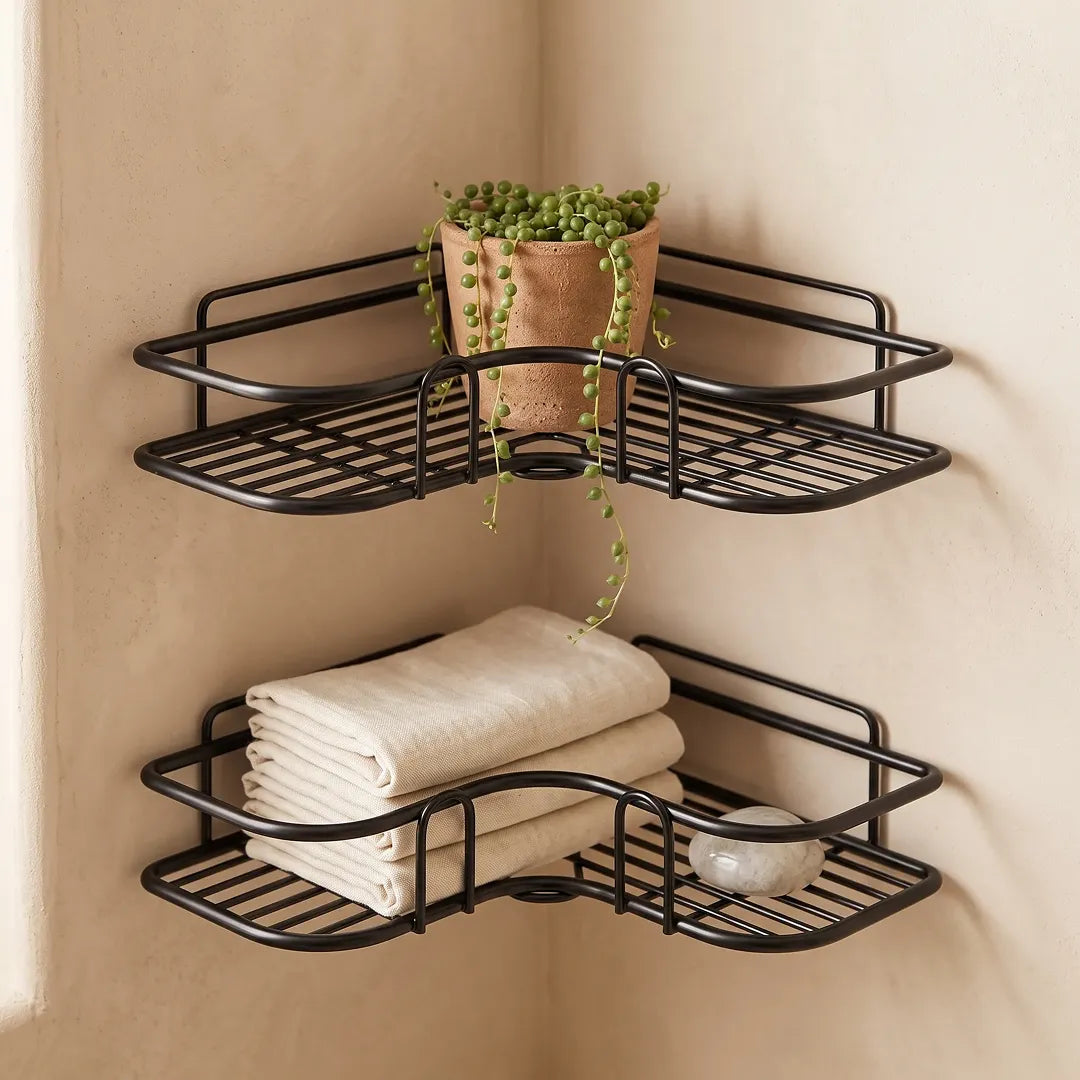 Double Layer Bathroom Corner Shelf with Strong Adhesive