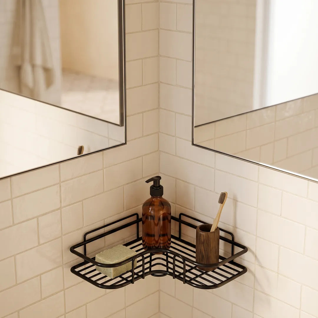 Double Layer Bathroom Corner Shelf with Strong Adhesive