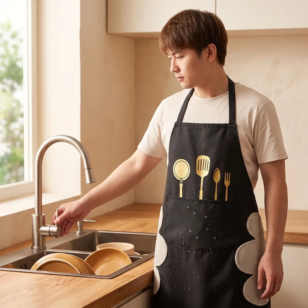 Easy-Clean Waterproof Kitchen Bib Apron