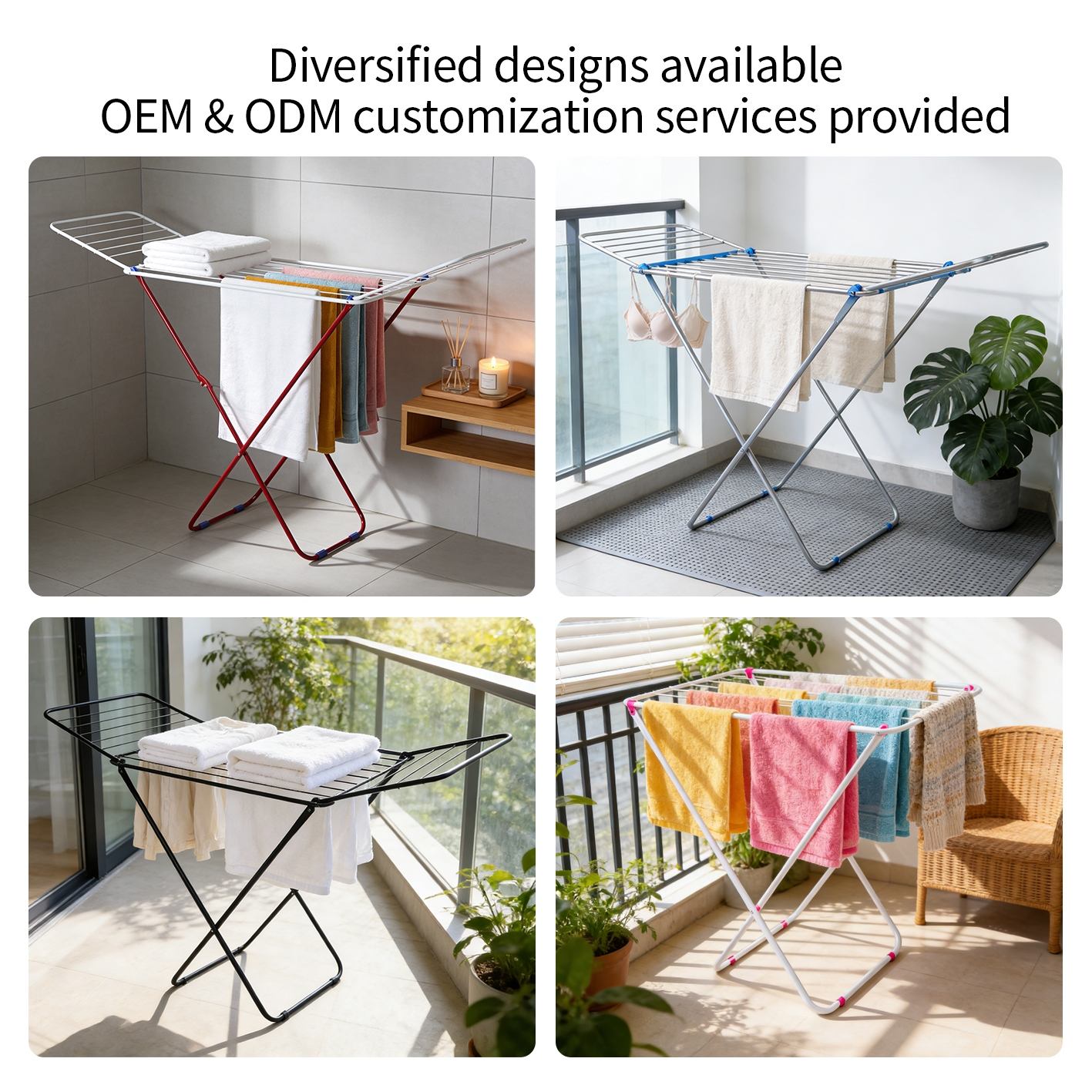 Foldable Clothes Black Drying Rack for Indoor & Outdoor Use