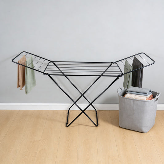 Foldable Clothes Black Drying Rack for Indoor & Outdoor Use